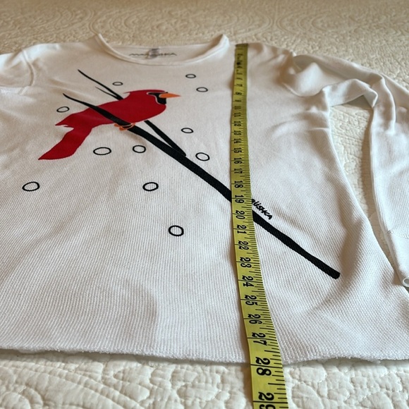 Marushka Hand Printed Cardinal Long Sleeve Tee Medium Relaxed Garden Birding - Picture 11 of 15